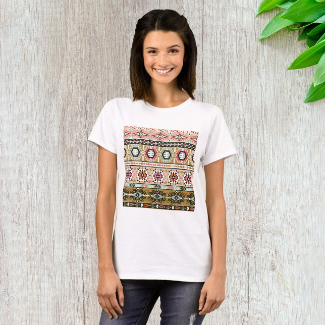 Colorful Tribal Aztec Pattern Boho Geometric  T-Shirt (Creator Uploaded)
