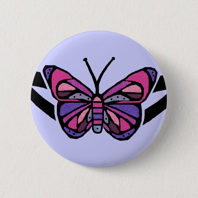Colorful tribal butterfly button (Front)