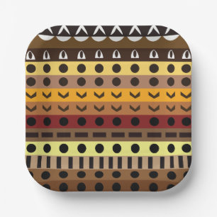 Colorful Tribal Deco Art Pattern Party Paper Plates