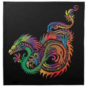 Colorful Tribal Dragon Cloth Napkin