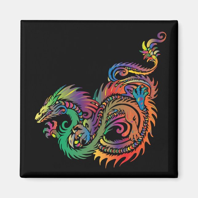 Colorful Tribal Dragon Magnet (Front)