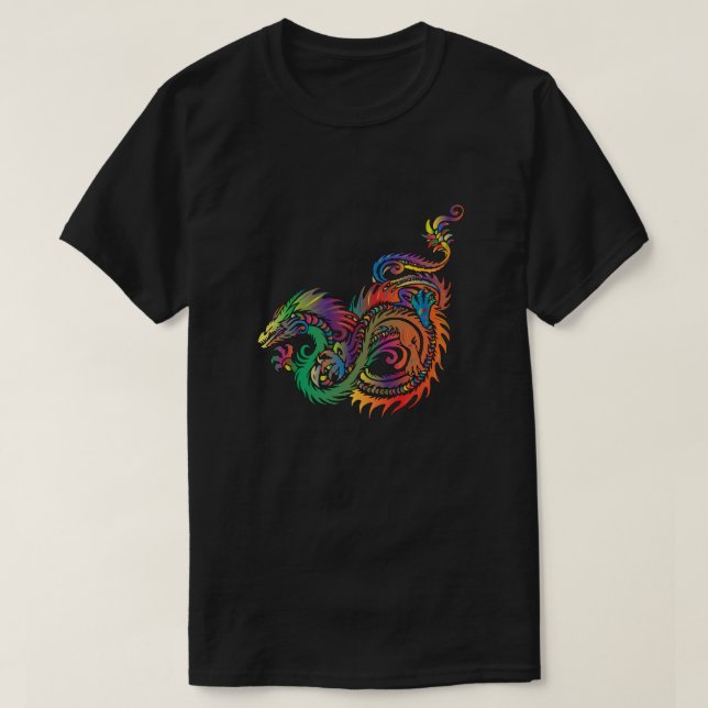 Colorful Tribal Dragon T-Shirt (Design Front)