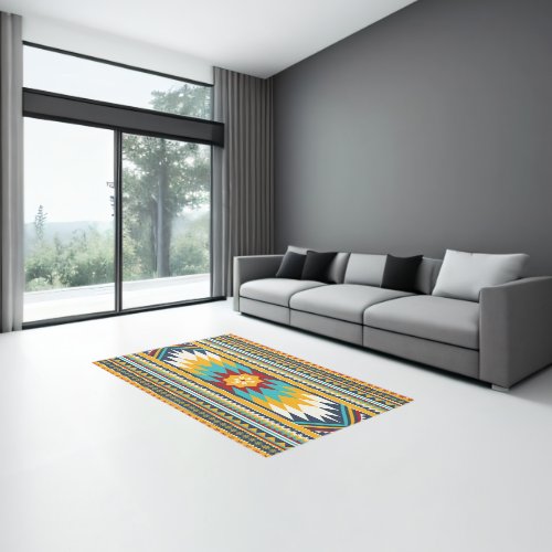Colorful tribal ethnic geometric design rug