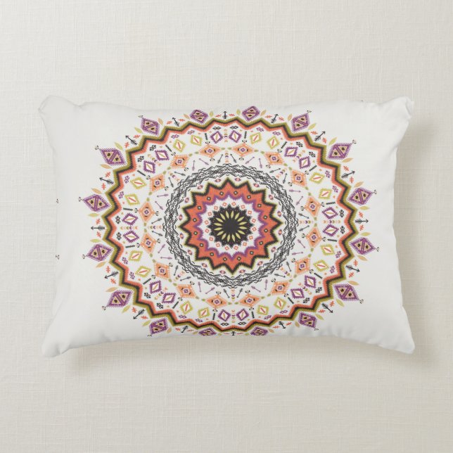 Colorful tribal ethnic seamless pattern accent pillow (Front)