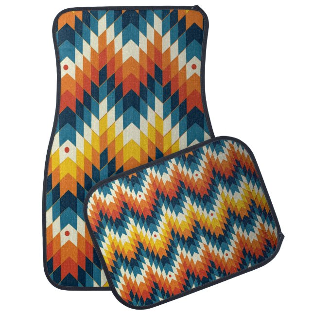 Colorful tribal ethnic seamless pattern car floor mat (Set)