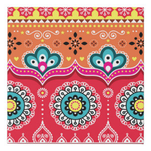 Colorful tribal ethnic seamless pattern faux canvas print