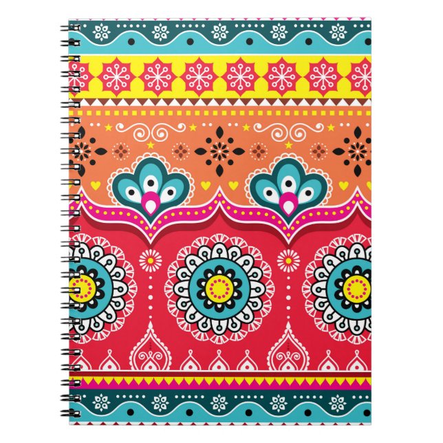 Colorful tribal ethnic seamless pattern notebook (Front)