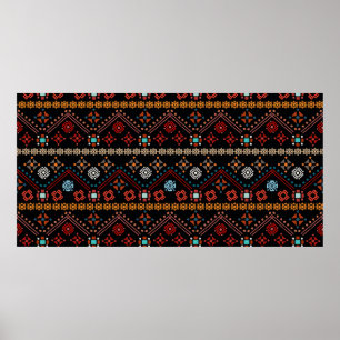 Colorful tribal ethnic seamless pattern poster