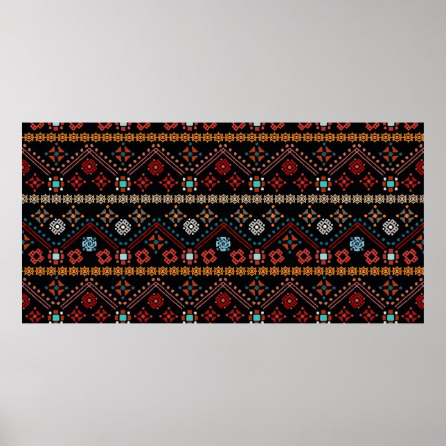 Colorful tribal ethnic seamless pattern poster (Front)