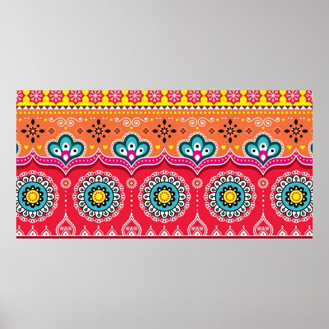 Colorful tribal ethnic seamless pattern poster (Front)