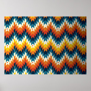 Colorful tribal ethnic seamless pattern poster