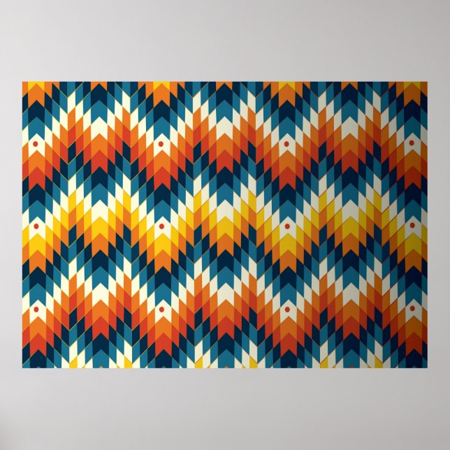 Colorful tribal ethnic seamless pattern poster (Front)