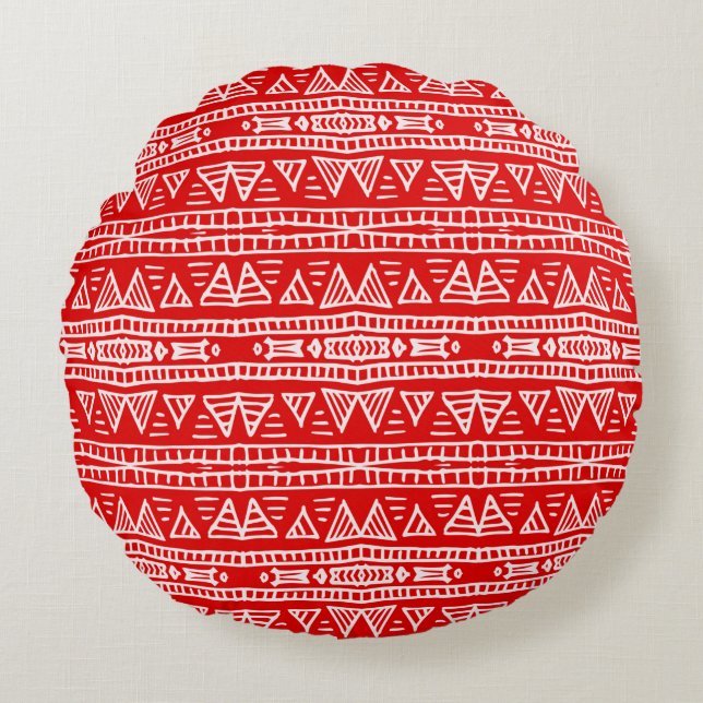 Colorful tribal ethnic seamless pattern round pillow (Front)