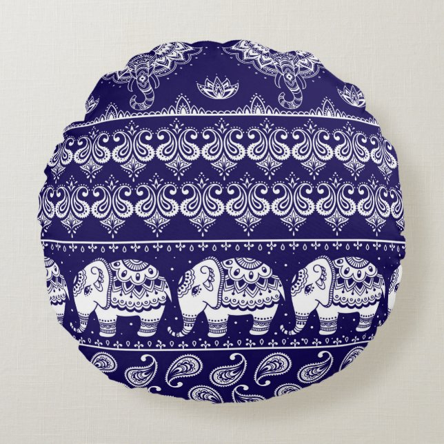 Colorful tribal ethnic seamless pattern round pillow (Front)