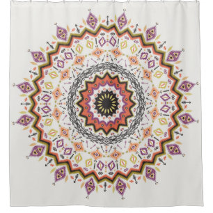 Colorful tribal ethnic seamless pattern shower curtain