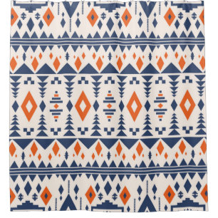 Colorful tribal ethnic seamless pattern shower curtain