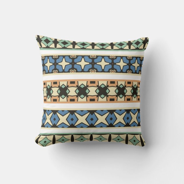Colorful tribal ethnic seamless pattern throw pillow (Front)