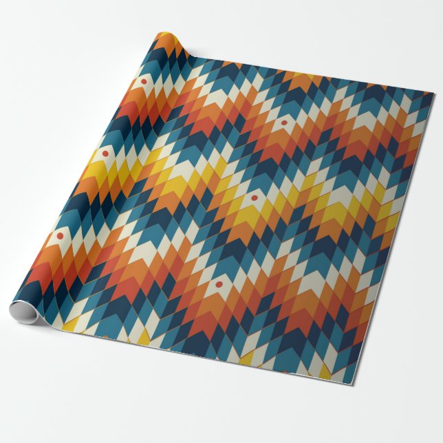 Colorful tribal ethnic seamless pattern wrapping paper (Unrolled)