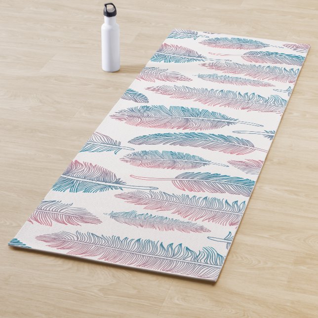 Colorful Tribal Feather Pattern | Yoga Mat (In Situ)