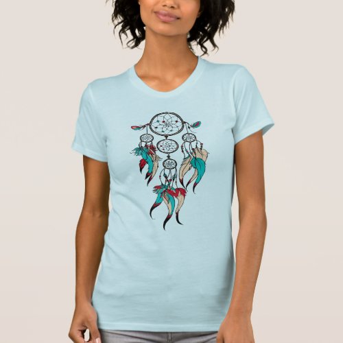 Colorful tribal feathers dreamcatcher T_Shirt