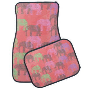 colorful tribal floral elephant pattern car mat