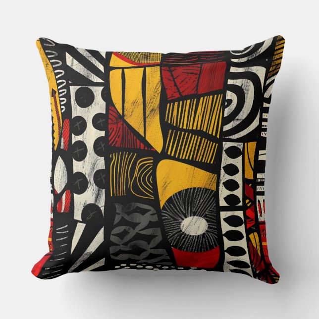 Colorful Tribal Flow Throw Pillow (Front)