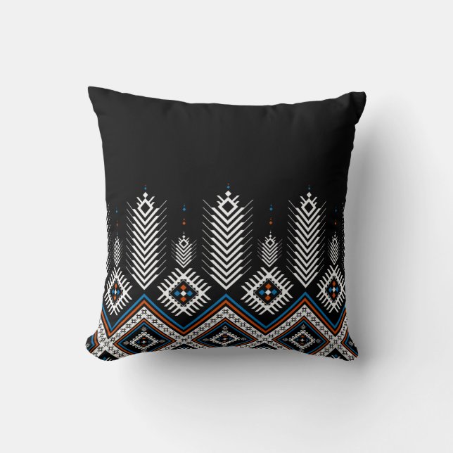 Colorful tribal geometric design throw pillow (Front)