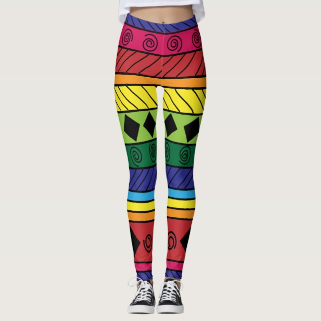 Colorful tribal geometric doodle legging (Front)
