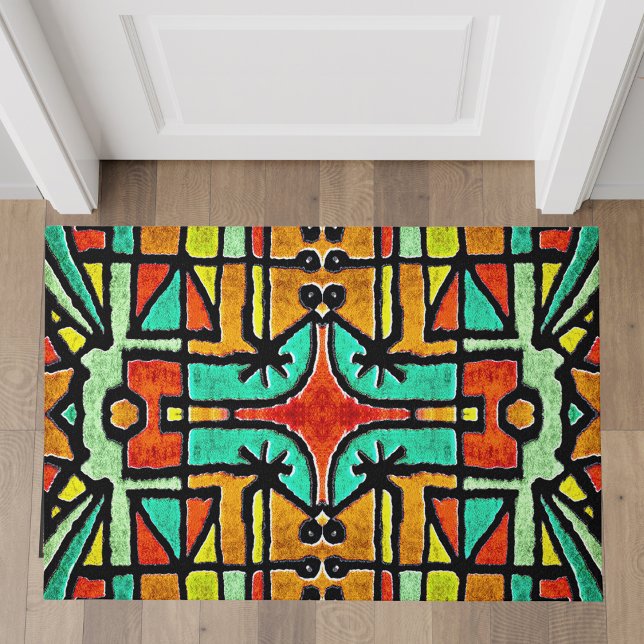 Colorful Tribal Geometric Pattern Doormat (Creator Uploaded)