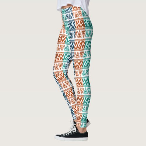 Colorful Tribal Geometric Pattern Leggings