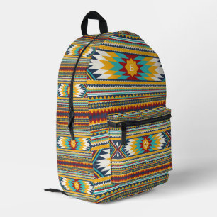 Colorful tribal geometric pattern, monogram printed backpack