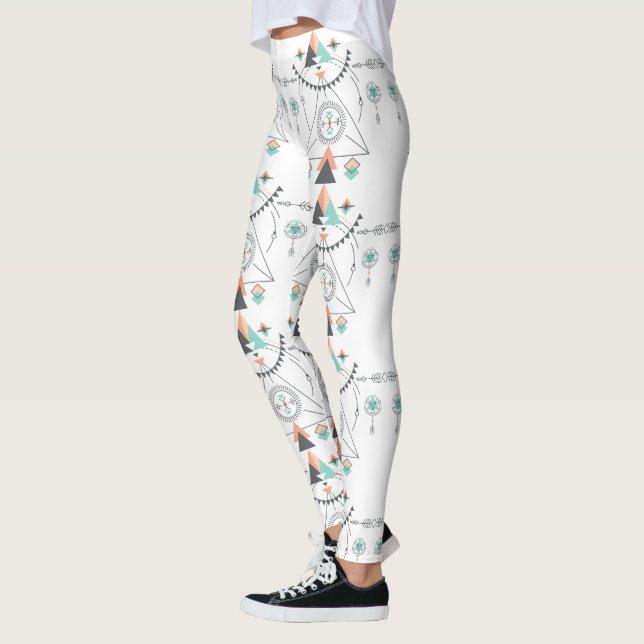Colorful Tribal Geometric Totem Leggings (Left)