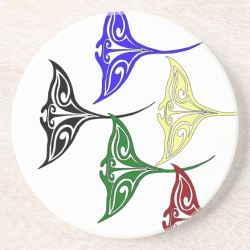Colorful Tribal Hawaiian Rays Coaster