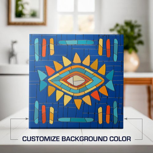 Colorful Tribal Mosaic Art Ceramic Tile