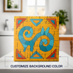 Colorful Tribal Mosaic Art Ceramic Tile<br><div class="desc">Colorful Tribal Mosaic Art.
Customize background color to fit your decor.</div>