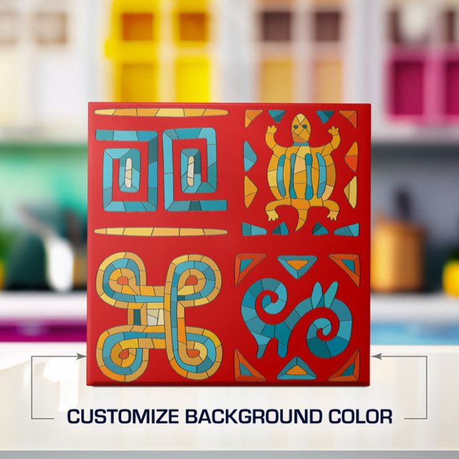 Colorful Tribal Mosaic Art Ceramic Tile (Creator Uploaded)