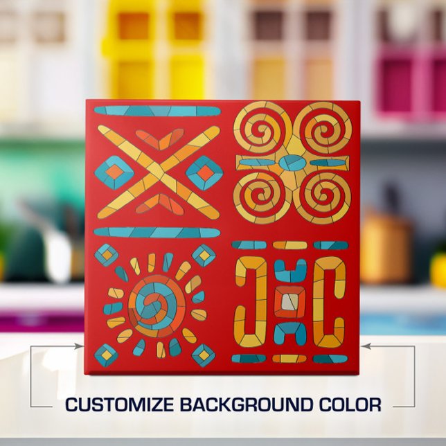 Colorful Tribal Mosaic Art Ceramic Tile (Creator Uploaded)