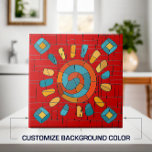 Colorful Tribal Mosaic Sun Ceramic Tile<br><div class="desc">Colorful Tribal Mosaic Sun.
Customize background color to fit your decor.</div>