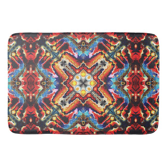 Colorful Tribal Motif Bathroom Mat (Front)