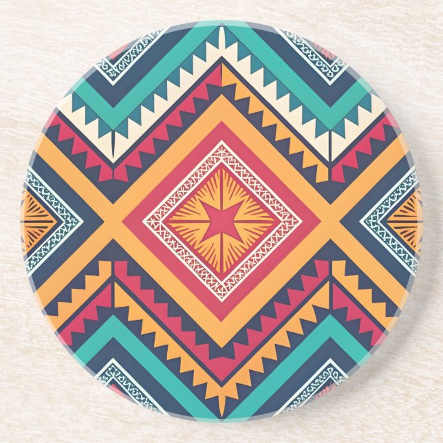 Colorful tribal pattern coaster (Front)