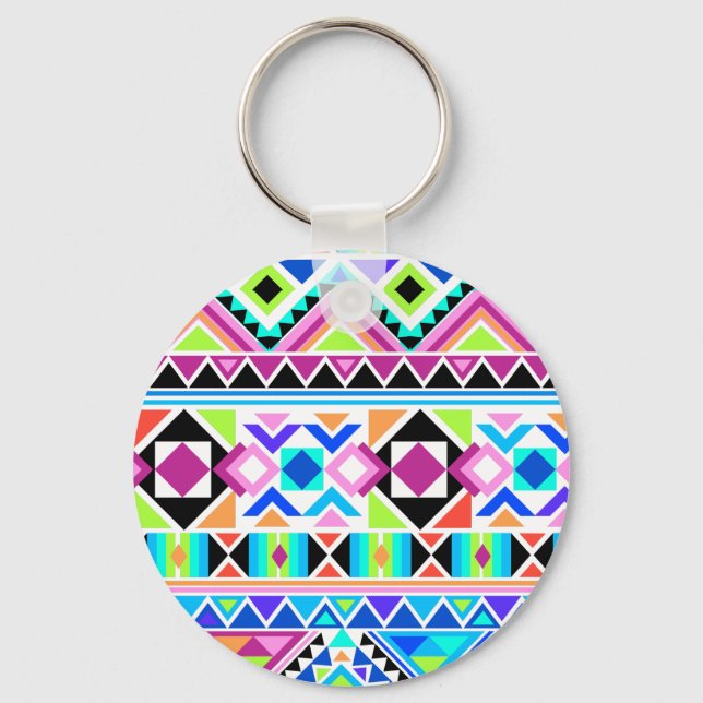 Colorful Tribal Pattern Keychain (Front)