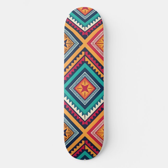 Colorful tribal pattern skateboard (Front)
