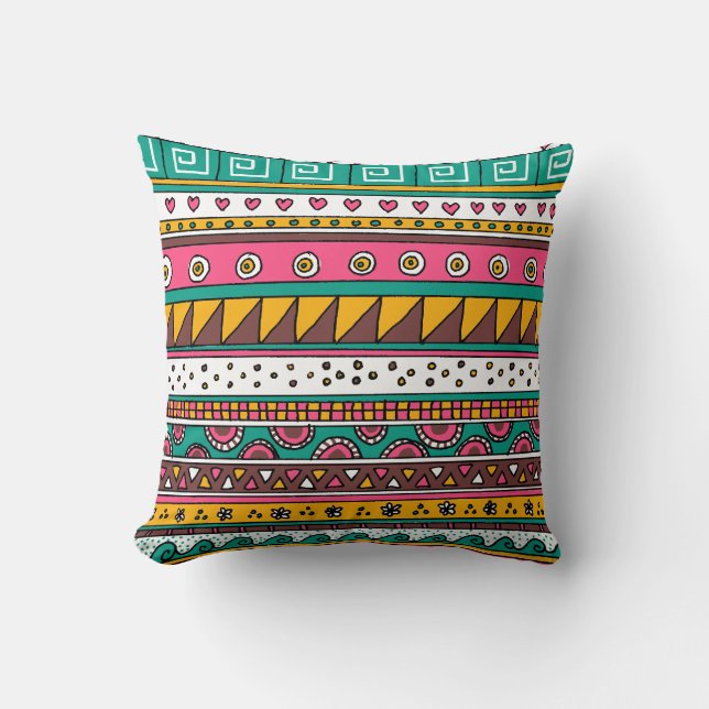 Colorful Tribal pattern Throw Pillow (Front)