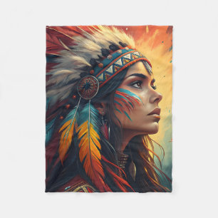 Colorful Tribal Spirit Art Print Fleece Blanket