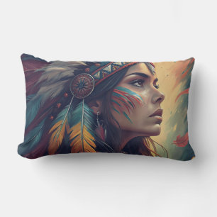 Colorful Tribal Spirit Art Print Lumbar Pillow