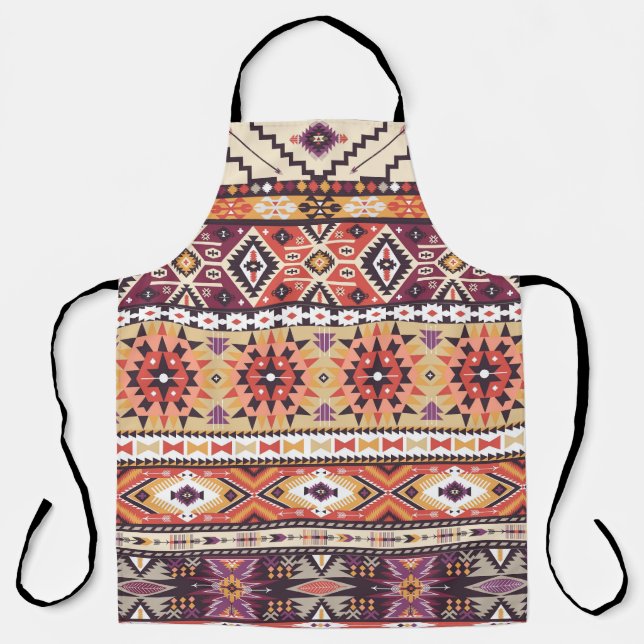 Colorful tribal style, vibrant seamless pattern. apron (Front)