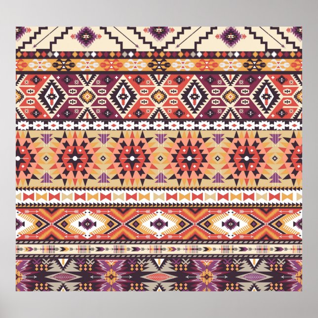 Colorful tribal style, vibrant seamless pattern. poster (Front)