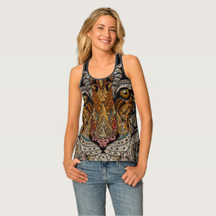 Colorful Tribal Tiger Mask Mosaic Tank Top