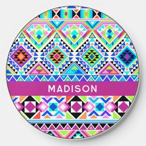 Colorful Tribal Triangles Pattern  Wireless Charger
