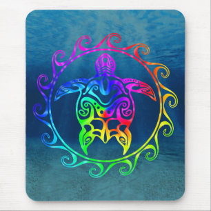 Colorful Tribal Turtle Mouse Pad